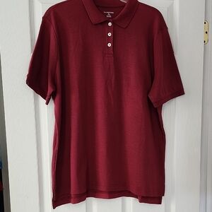 Lands End Ladies Pima Soft Polo In Burgundy Size XL 18-20